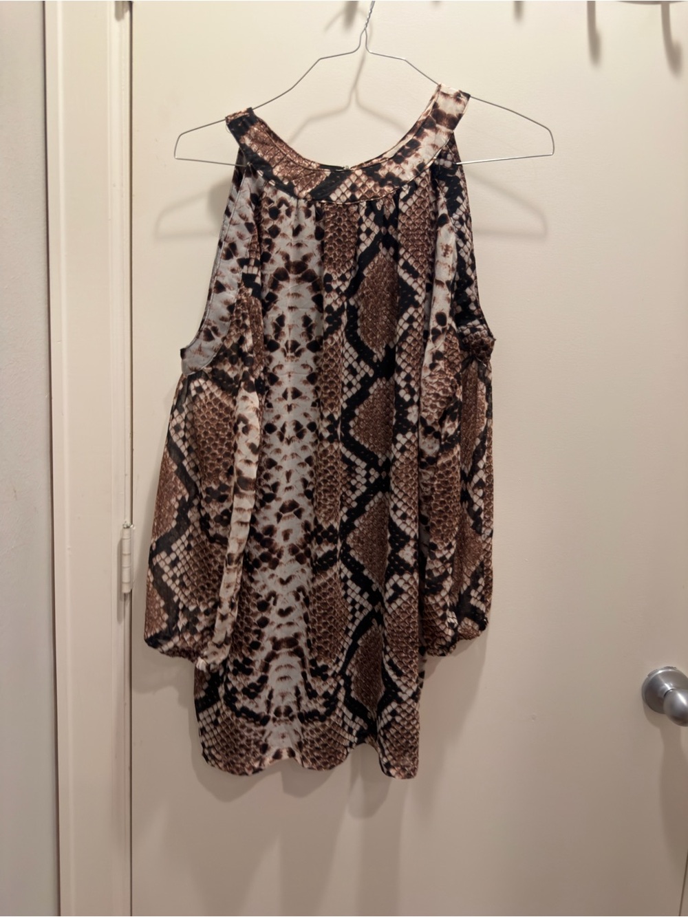 Olivaceous Brown & Black Snake-Print Long-Sleeve Dress new medium